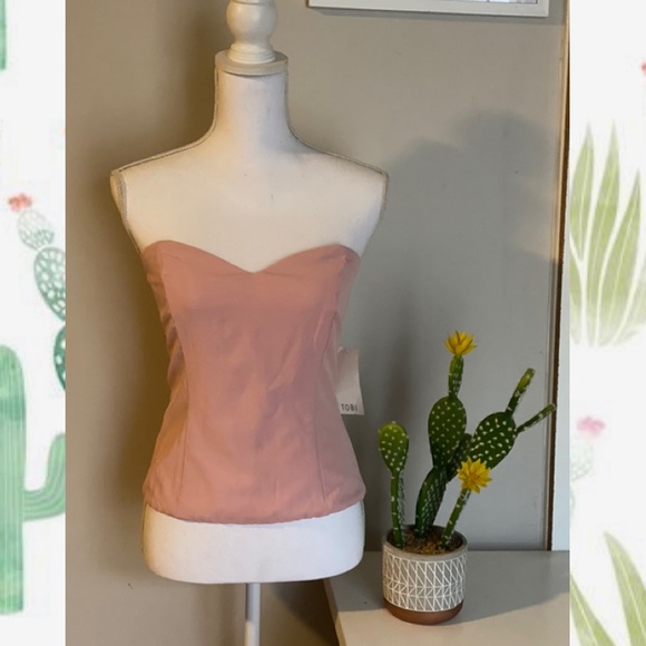 Tobi Tops - Pink corset style top with back zipper and details